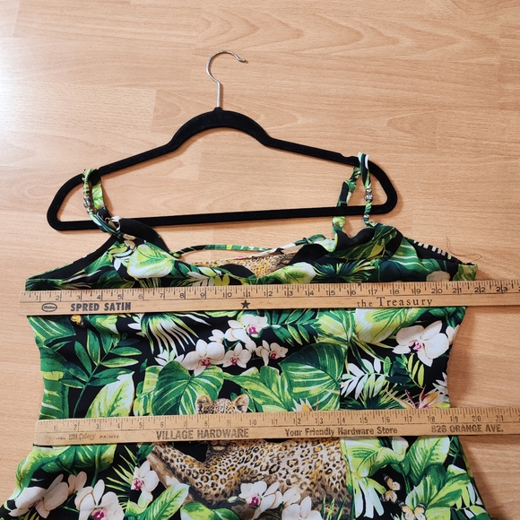 WHBM Jungle Leopard Green Tropical Sleeveless Maxi Dress Size 16 - Picture 11 of 16